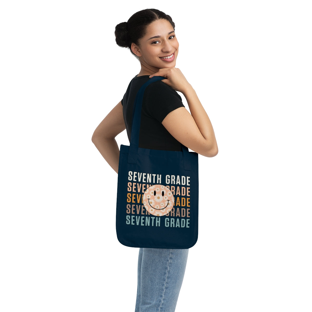 Seventh Grade Smiley Face Organic Canvas Tote Bag