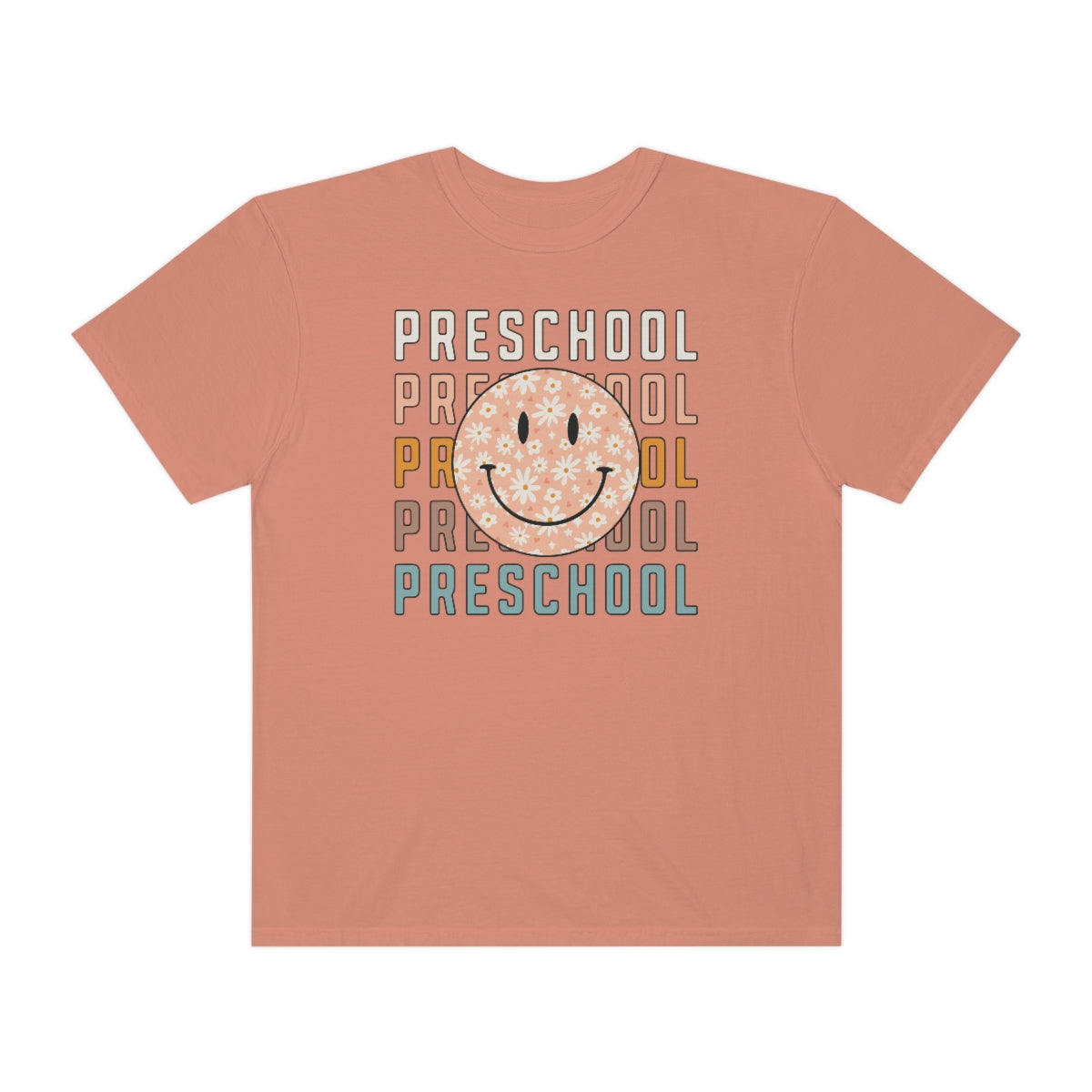 Preschool Smiley Face Warm Colors Unisex Garment-Dyed PREMIUM T-shirt