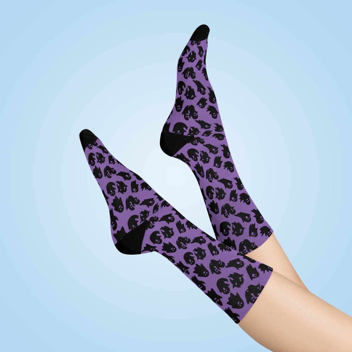 Purple Ghost Pattern Crew Socks