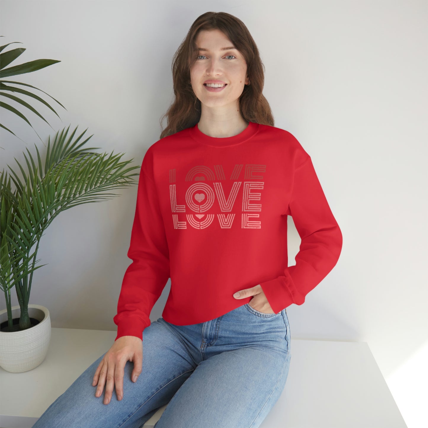 "Love Love Love" Red Graduated Print Unisex Heavy Blend™ Crewneck Sweatshirt