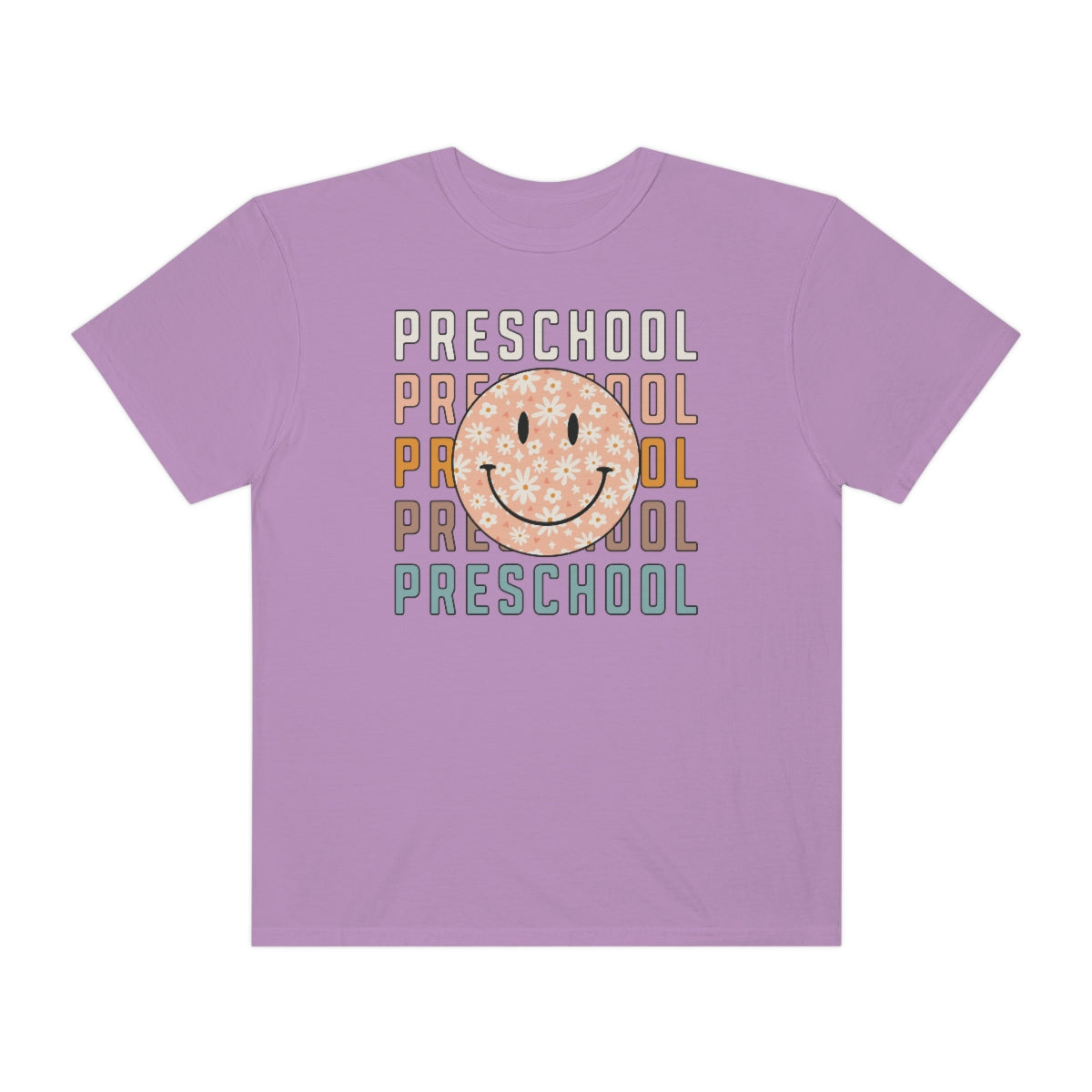 Preschool Smiley Face Warm Colors Unisex Garment-Dyed PREMIUM T-shirt