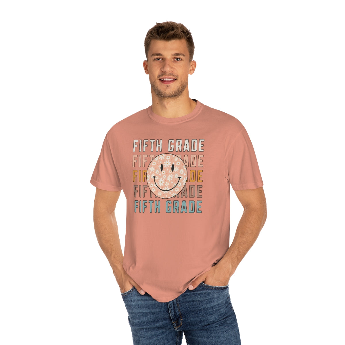 5th Grade Smiley Face Warm Colors Unisex Garment-Dyed PREMIUM T-shirt