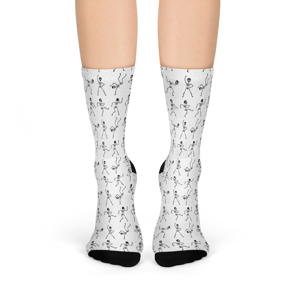 White Dancing Skeleton Pattern Crew Socks