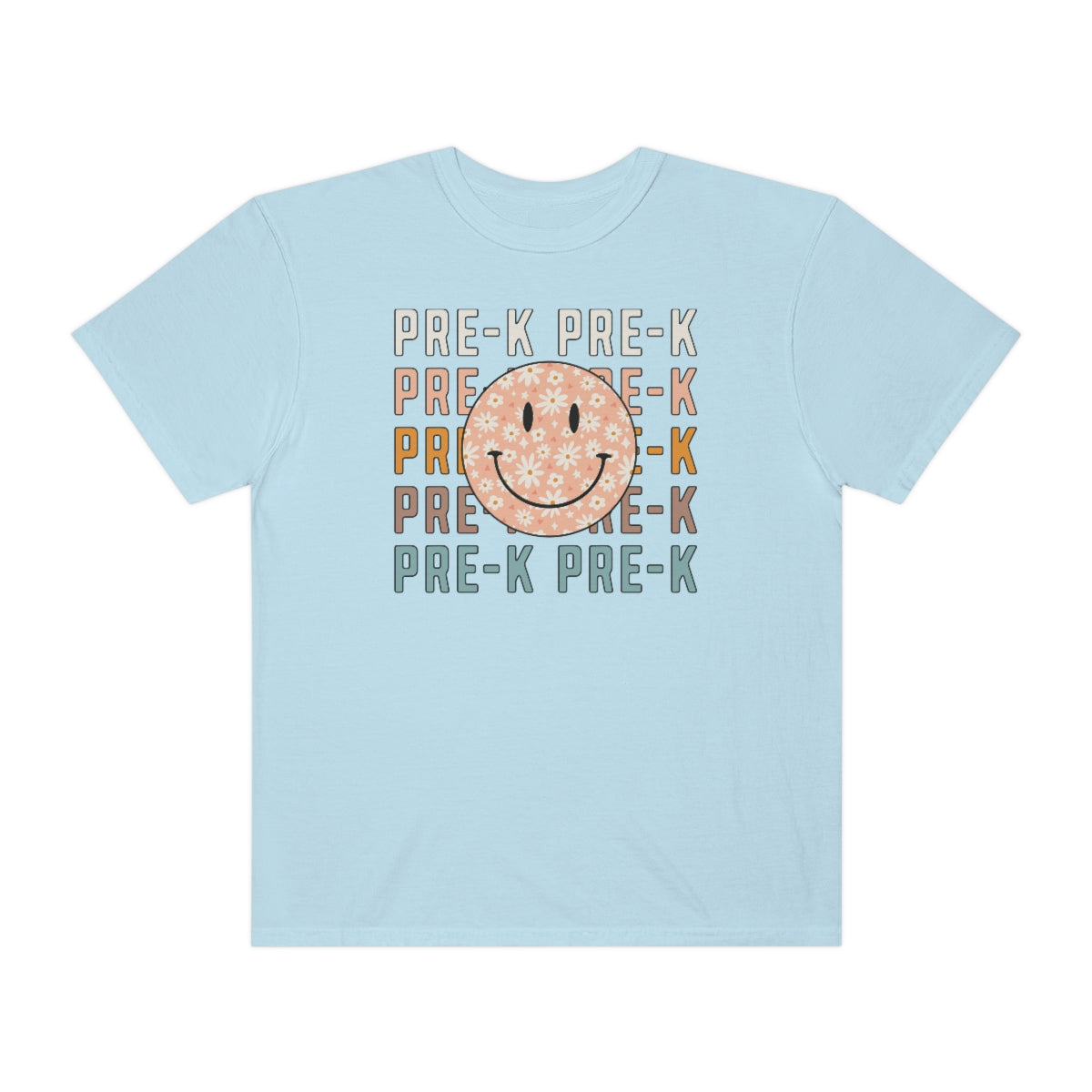 Pre-K Smiley Face Warm Colors Unisex Garment-Dyed PREMIUM T-shirt