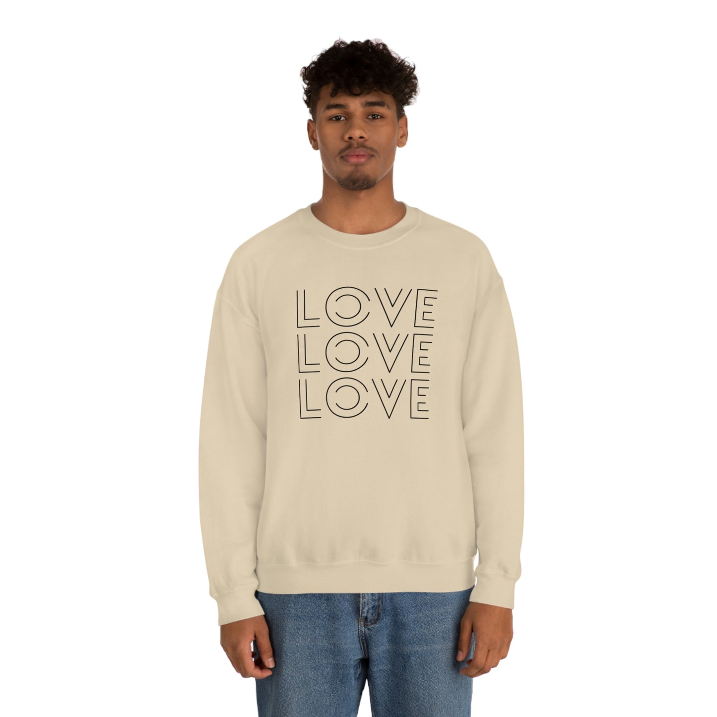 "Love Love Love" Black Print Unisex Heavy Blend™ Crewneck Sweatshirt