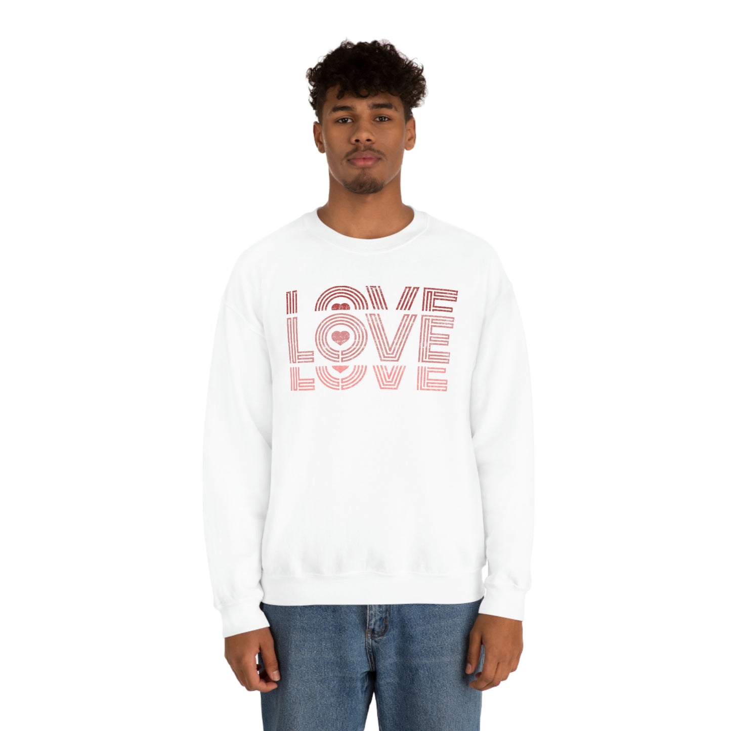 "Love Love Love" Red Graduated Print Unisex Heavy Blend™ Crewneck Sweatshirt