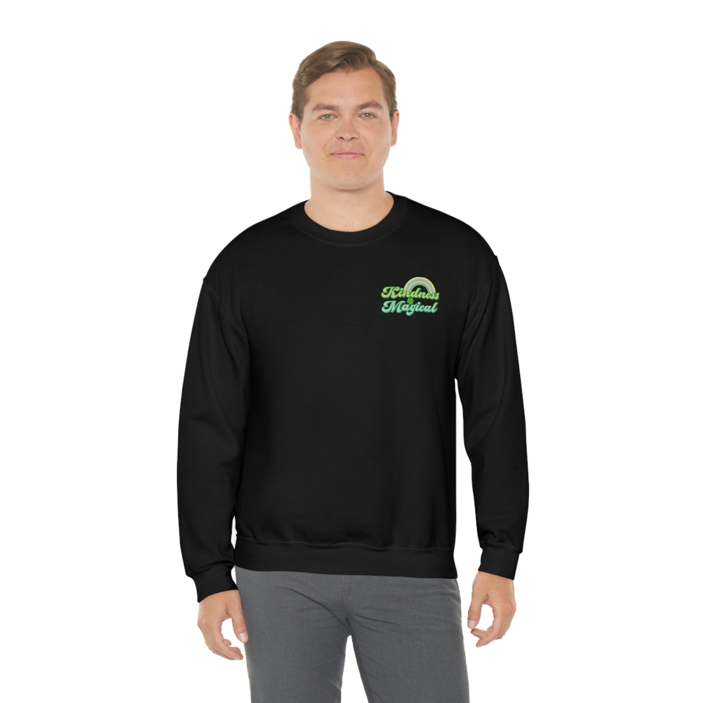 St. Patrick's Day "Kindness is Magical" Front and Back Design Unisex Heavy Blend Crewneck Sweatshirt