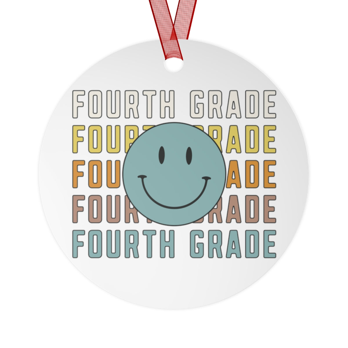 Fourth Grade White Rustic Boho Metal Ornaments