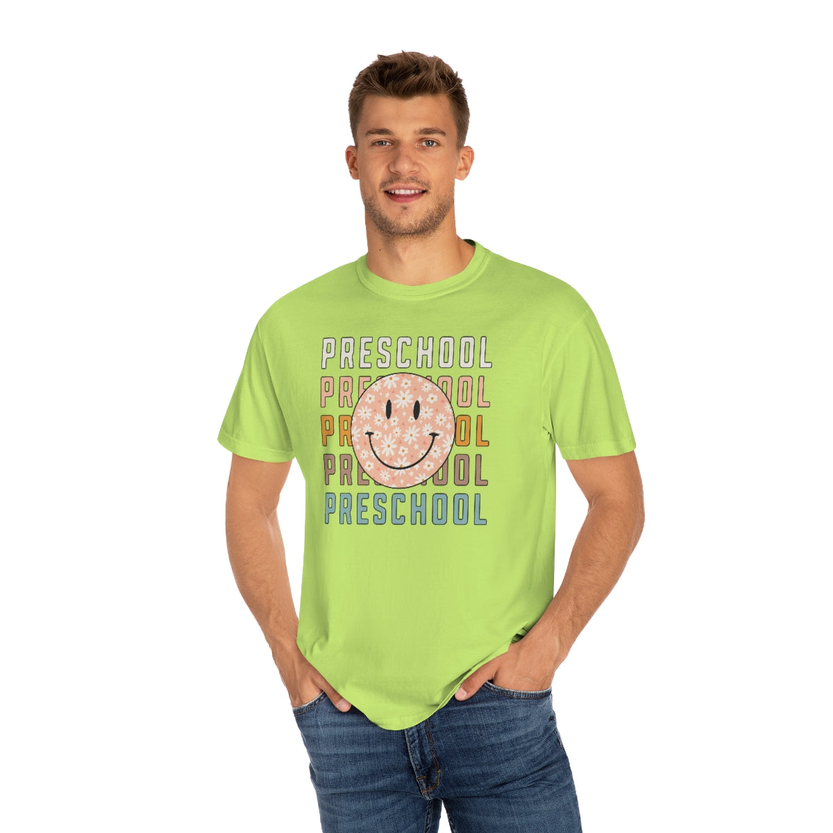 Preschool Smiley Face Warm Colors Unisex Garment-Dyed PREMIUM T-shirt