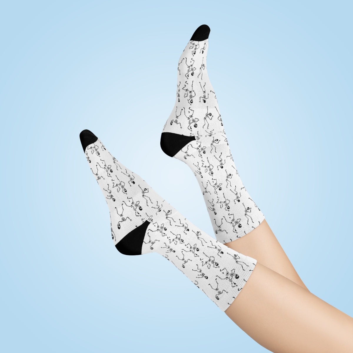 White Dancing Skeleton Pattern Crew Socks