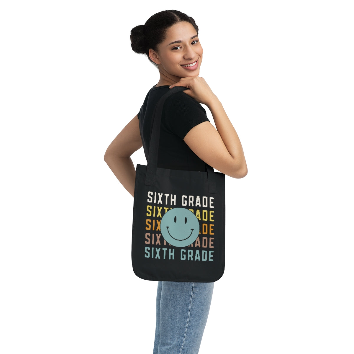 Sixth Grade Smiley Face Organic Canvas Tote Bag