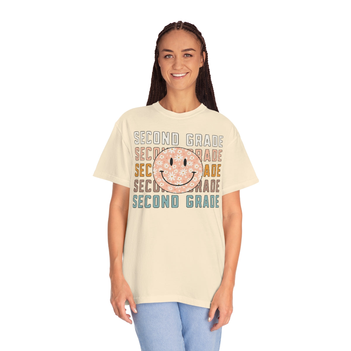 2nd Grade Smiley Face Warm Colors Unisex Garment-Dyed PREMIUM T-shirt