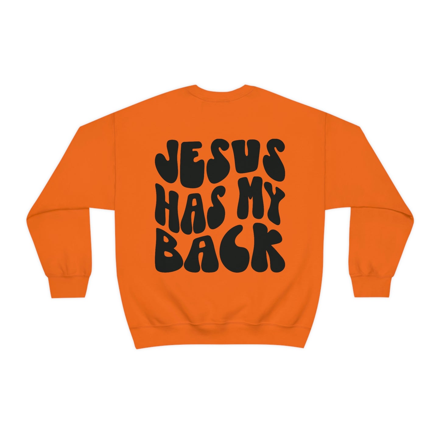 Front and Back Image "Jesus Has My Back" Unisex Heavy Blend™ Crewneck Sweatshirt