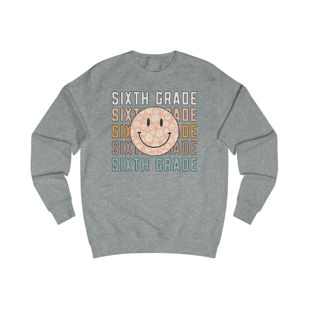 6th Grade Warm Colors Smiley Face Unisex Heavy Blend™ Crewneck Sweatshirt