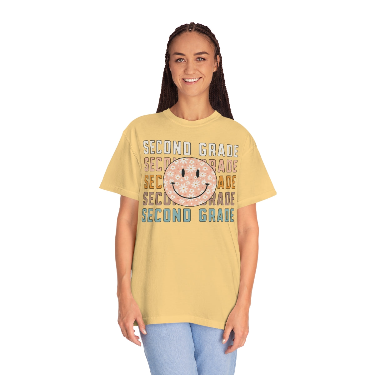 2nd Grade Smiley Face Warm Colors Unisex Garment-Dyed PREMIUM T-shirt