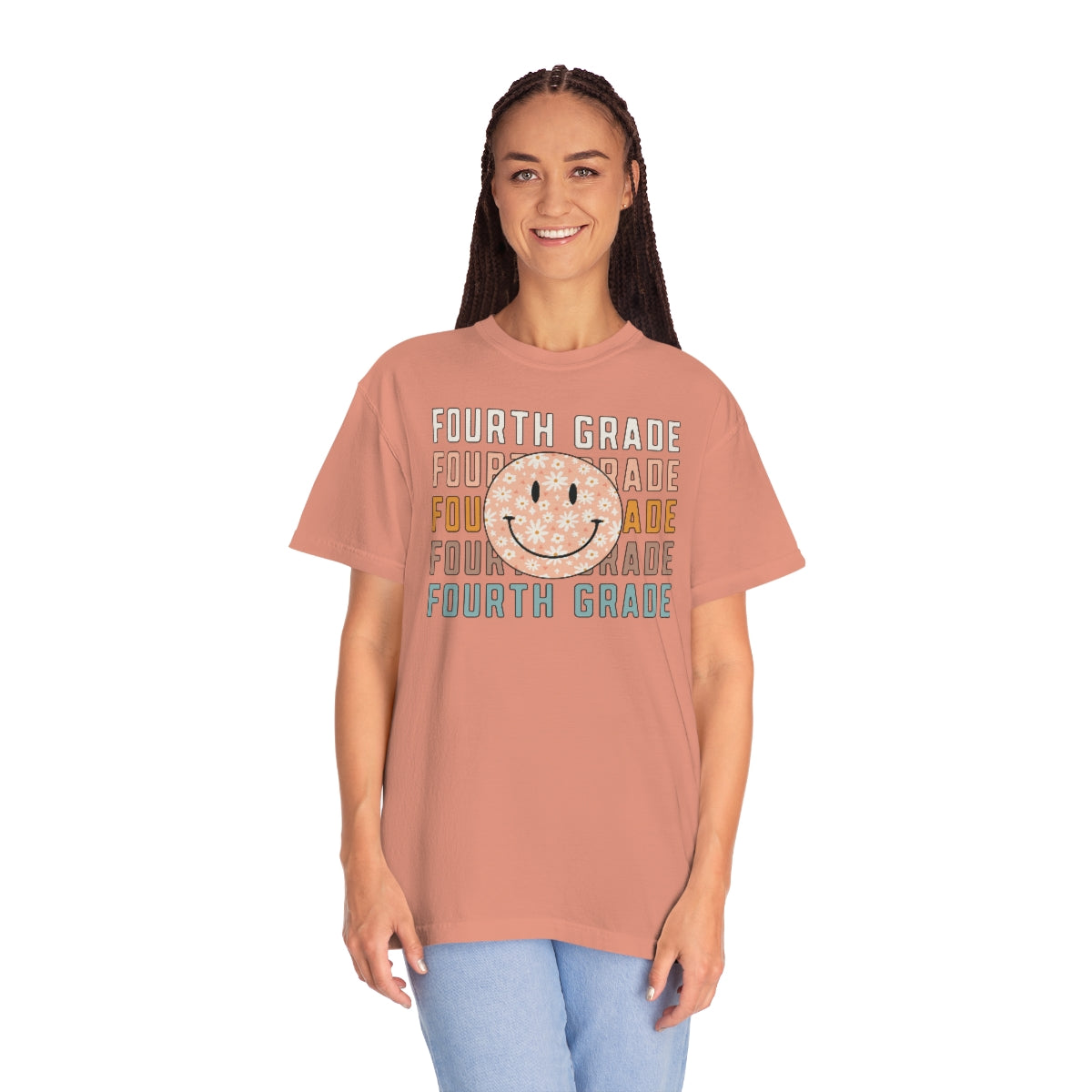 4th Grade Smiley Face Warm Colors Unisex Garment-Dyed PREMIUM T-shirt