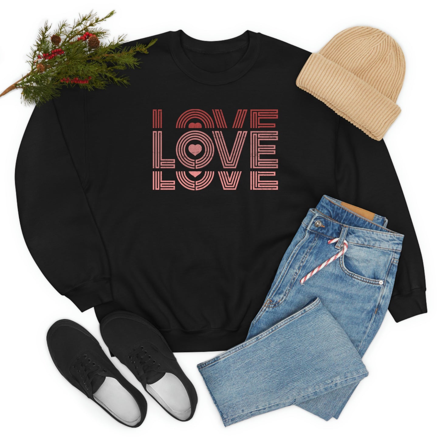 "Love Love Love" Red Graduated Print Unisex Heavy Blend™ Crewneck Sweatshirt