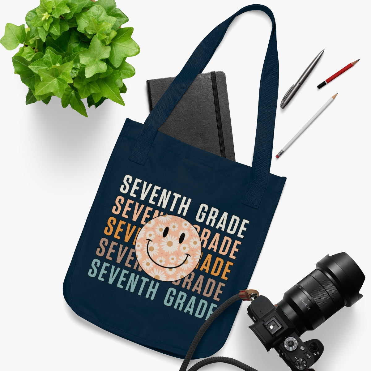 Seventh Grade Smiley Face Organic Canvas Tote Bag