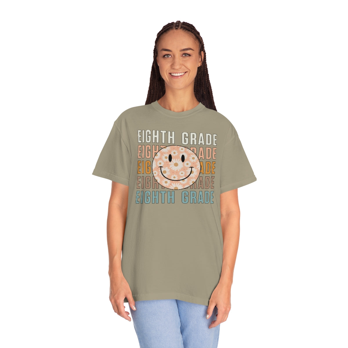 Eighth Grade Smiley Face Warm Colors Unisex Garment-Dyed PREMIUM T-shirt