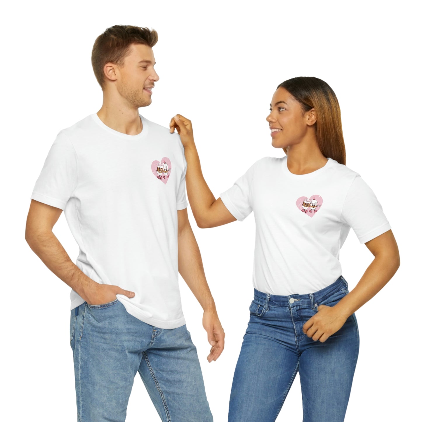 Front and Back Image "I Love You a Latte!"  Unisex Jersey Short Sleeve Tee