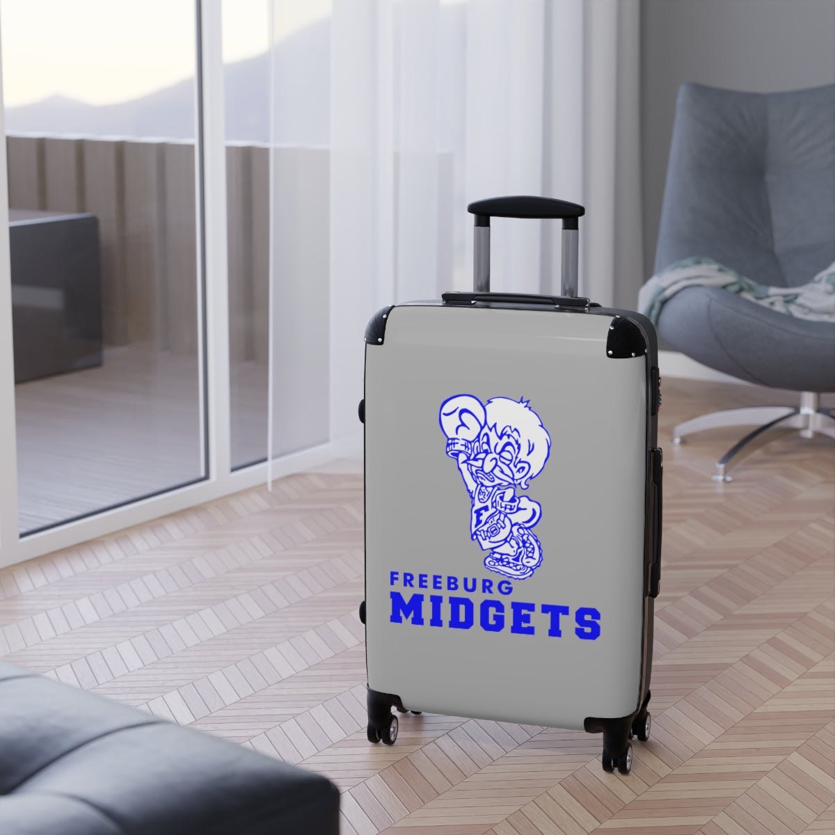 Freeburg Midgets Suitcases - Gray Front/ Black Back