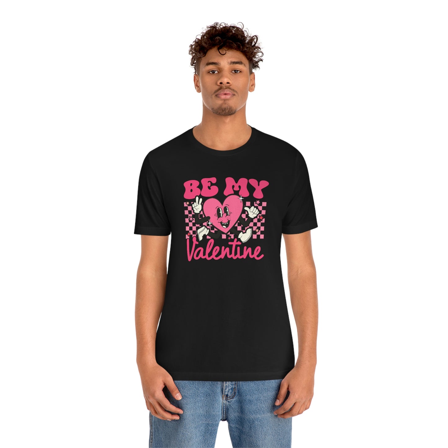 "Be My Valentine Checkerboard"  Unisex Jersey Short Sleeve Tee