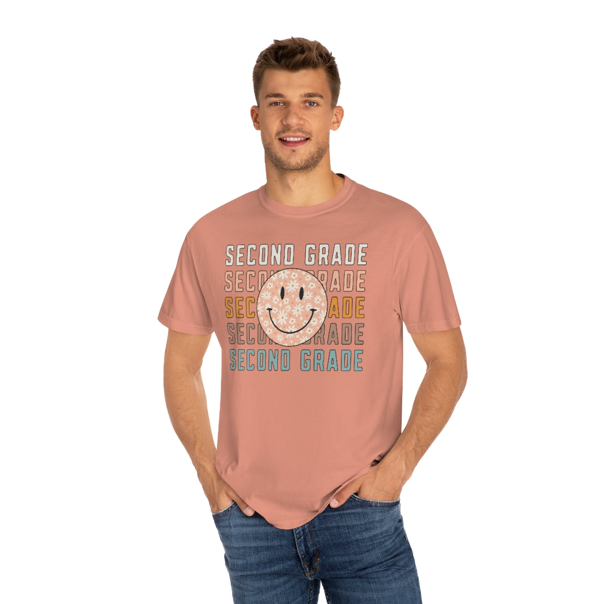 2nd Grade Smiley Face Warm Colors Unisex Garment-Dyed PREMIUM T-shirt