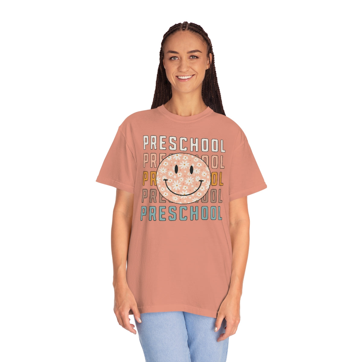 Preschool Smiley Face Warm Colors Unisex Garment-Dyed PREMIUM T-shirt