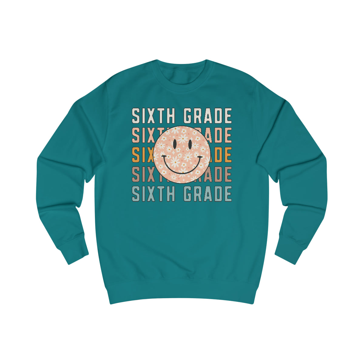 6th Grade Warm Colors Smiley Face Unisex Heavy Blend™ Crewneck Sweatshirt