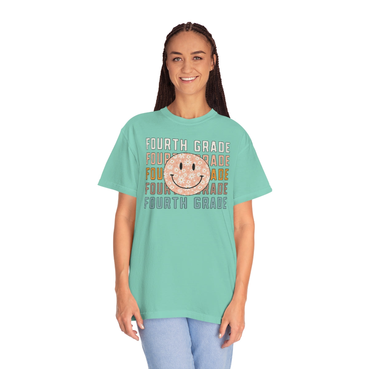 4th Grade Smiley Face Warm Colors Unisex Garment-Dyed PREMIUM T-shirt