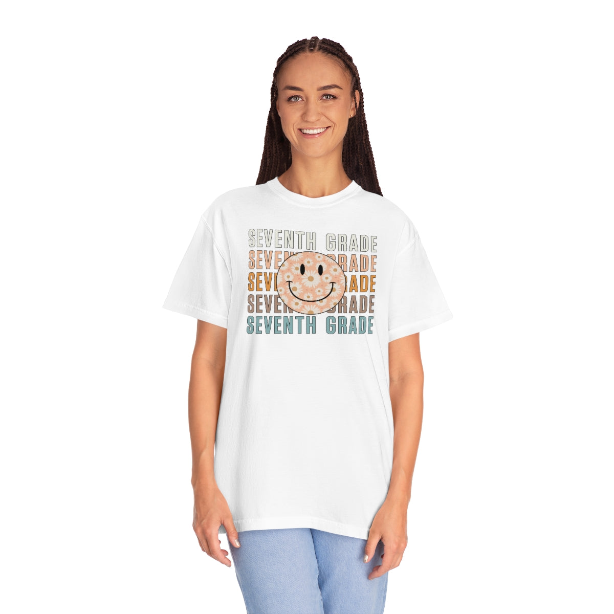 7th Grade Smiley Face Warm Colors Unisex Garment-Dyed PREMIUM T-shirt