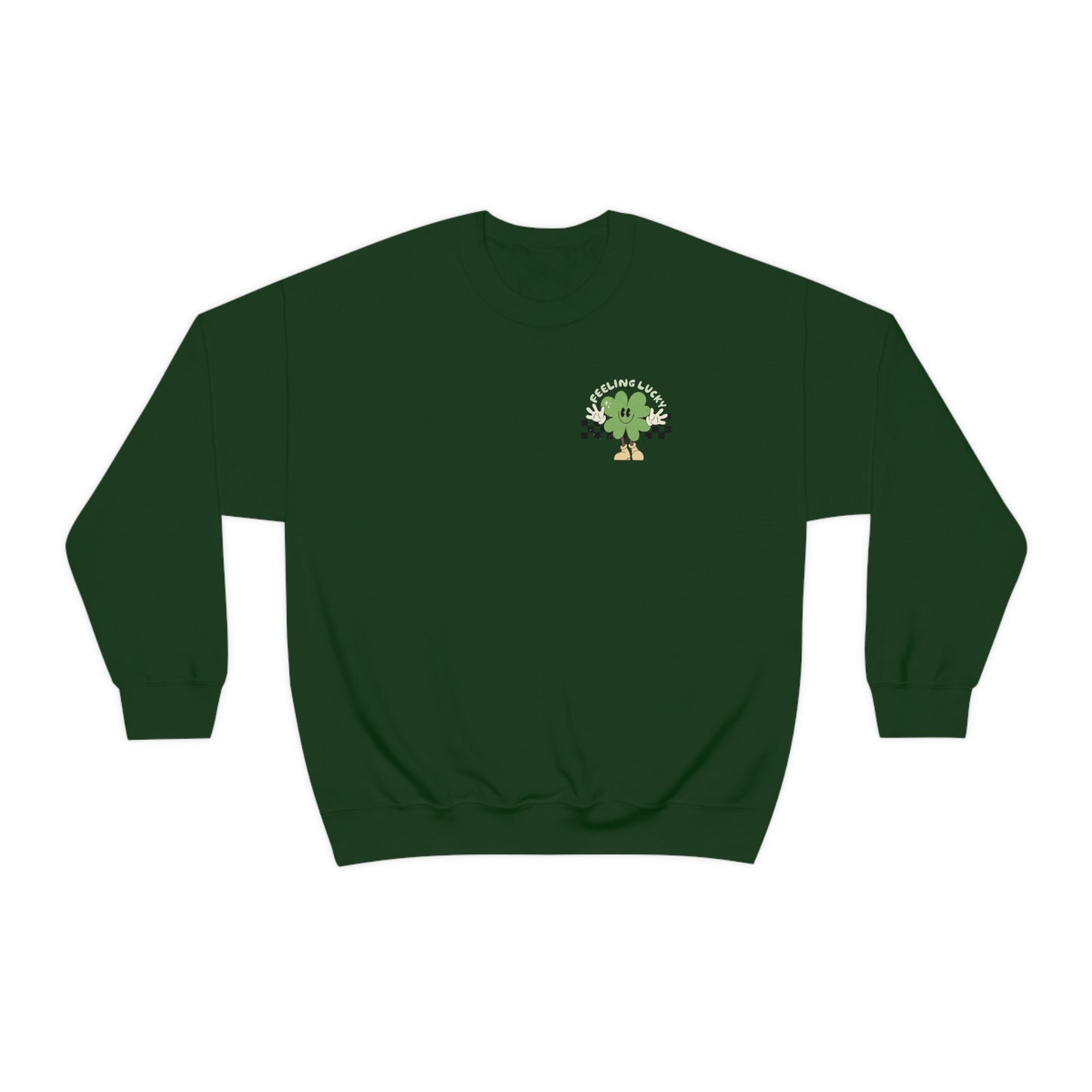 St. Patrick's Day "Feeling Lucky Shamrock" Front and Back Design Unisex Heavy Blend Crewneck Sweatshirt