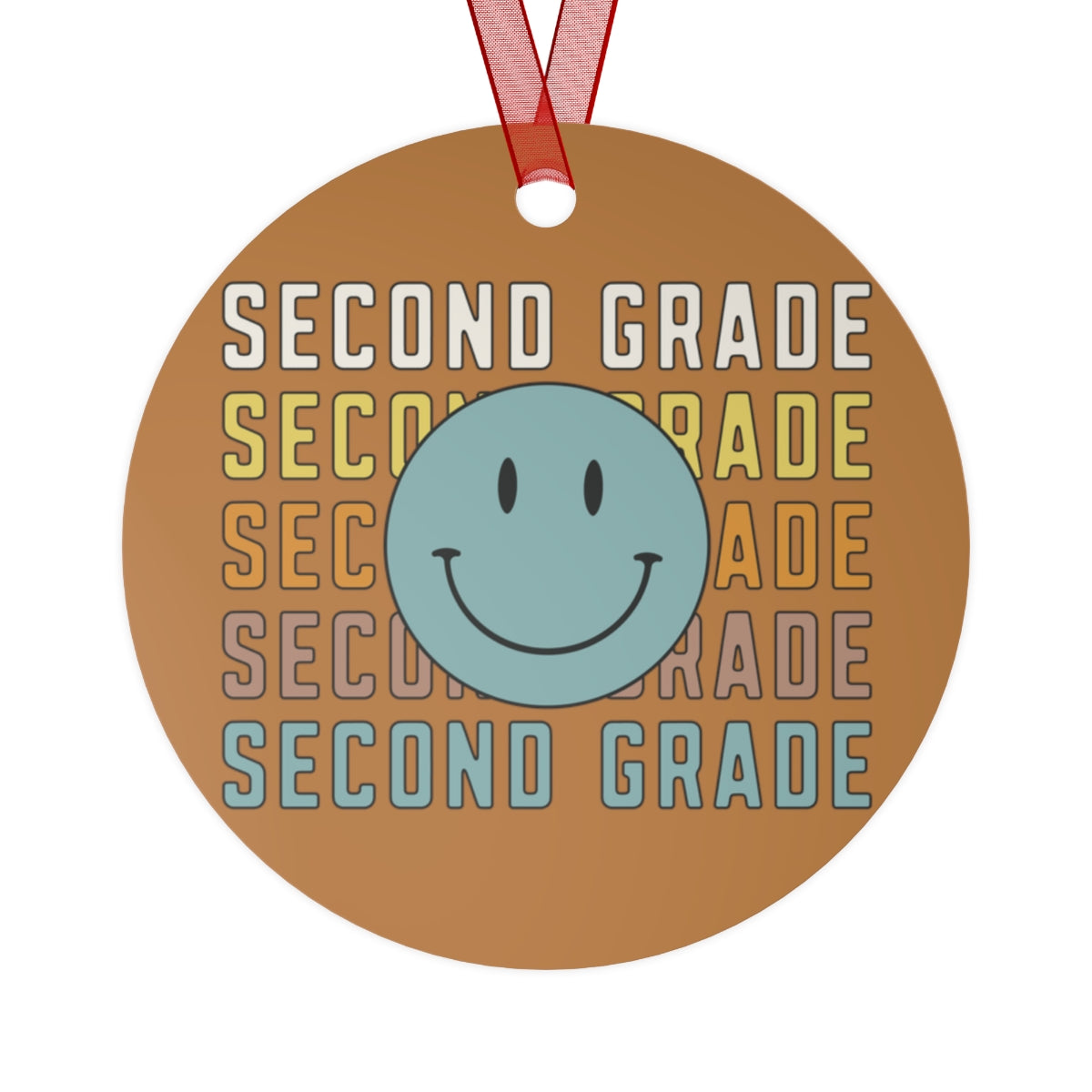 Second Grade Light Brown Rustic Boho Metal Ornaments