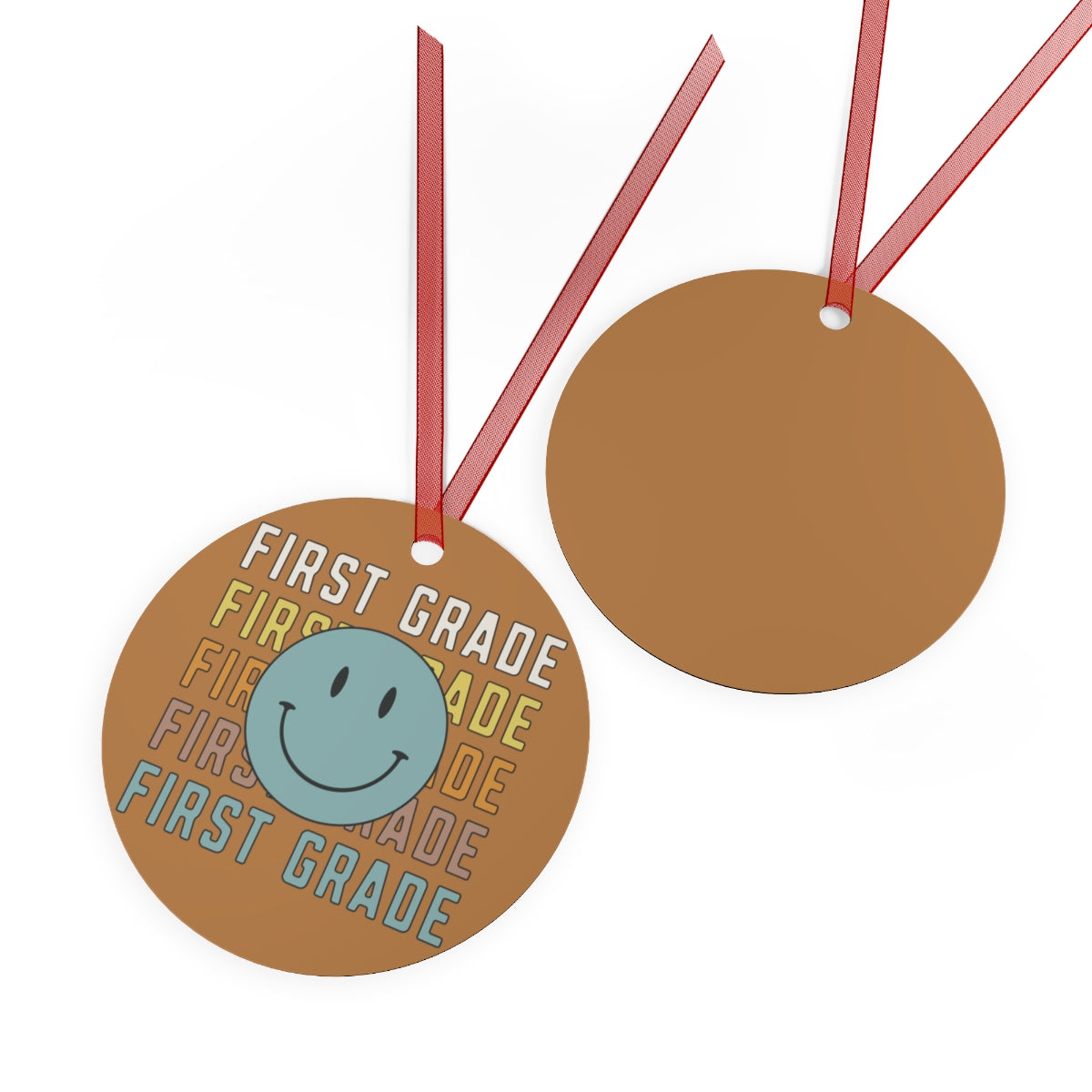 First Grade Light Brown Rustic Boho Metal Ornaments