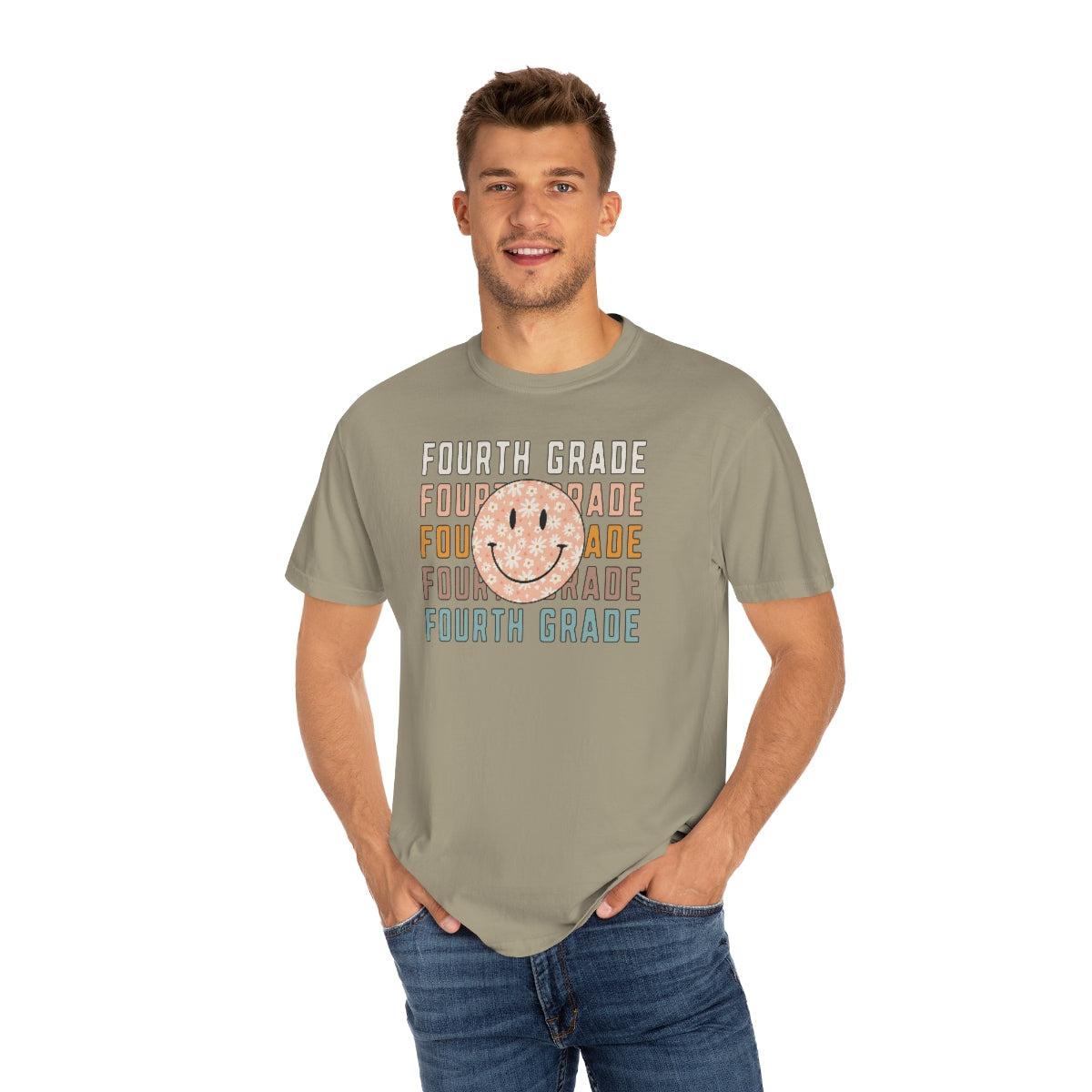 4th Grade Smiley Face Warm Colors Unisex Garment-Dyed PREMIUM T-shirt