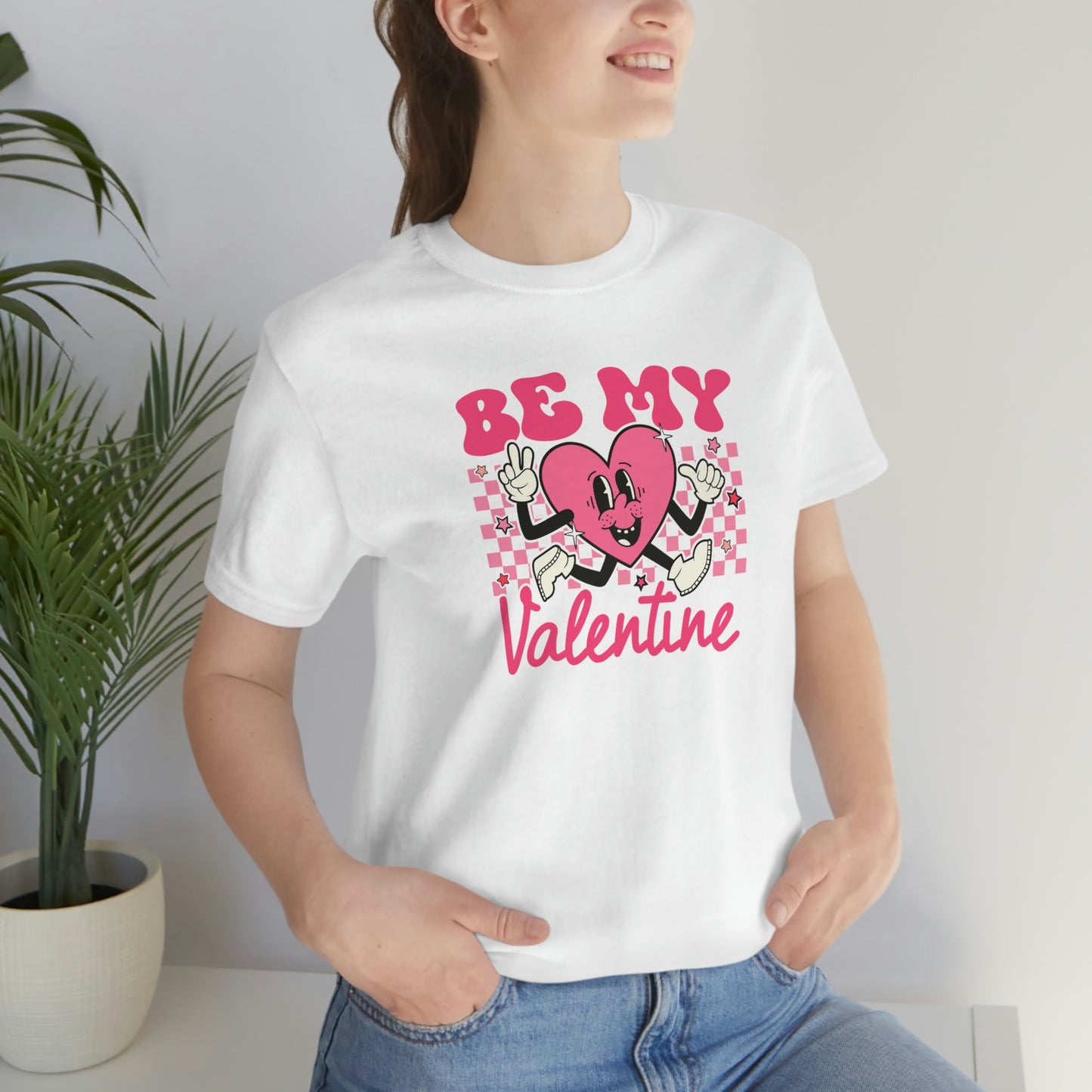 "Be My Valentine Checkerboard"  Unisex Jersey Short Sleeve Tee