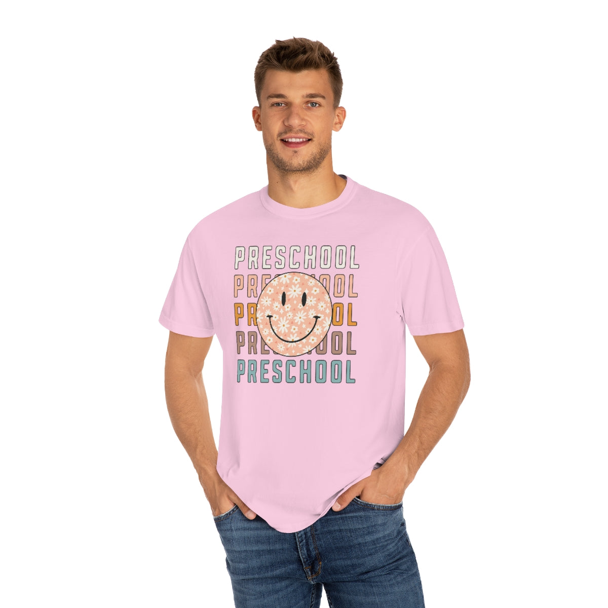 Preschool Smiley Face Warm Colors Unisex Garment-Dyed PREMIUM T-shirt