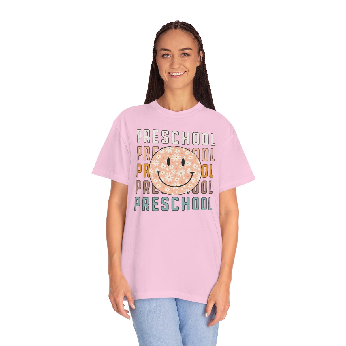 Preschool Smiley Face Warm Colors Unisex Garment-Dyed PREMIUM T-shirt