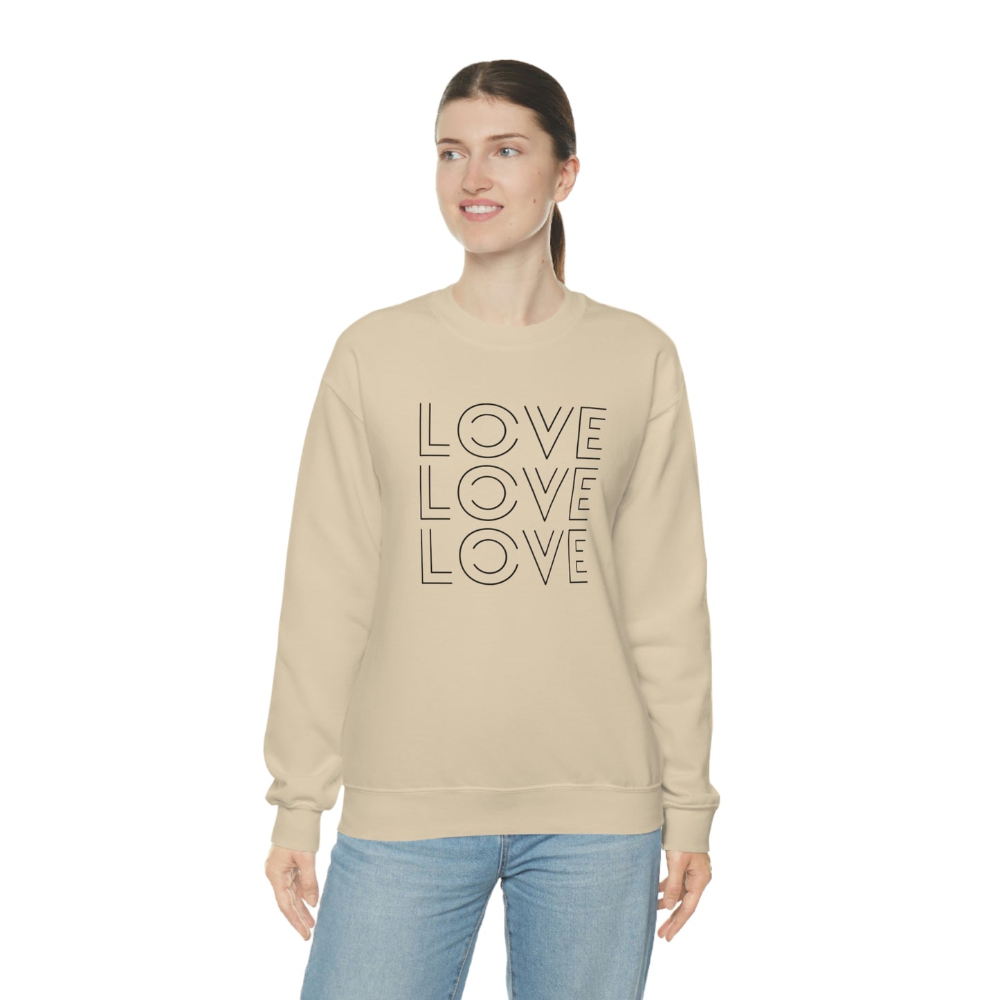 "Love Love Love" Black Print Unisex Heavy Blend™ Crewneck Sweatshirt