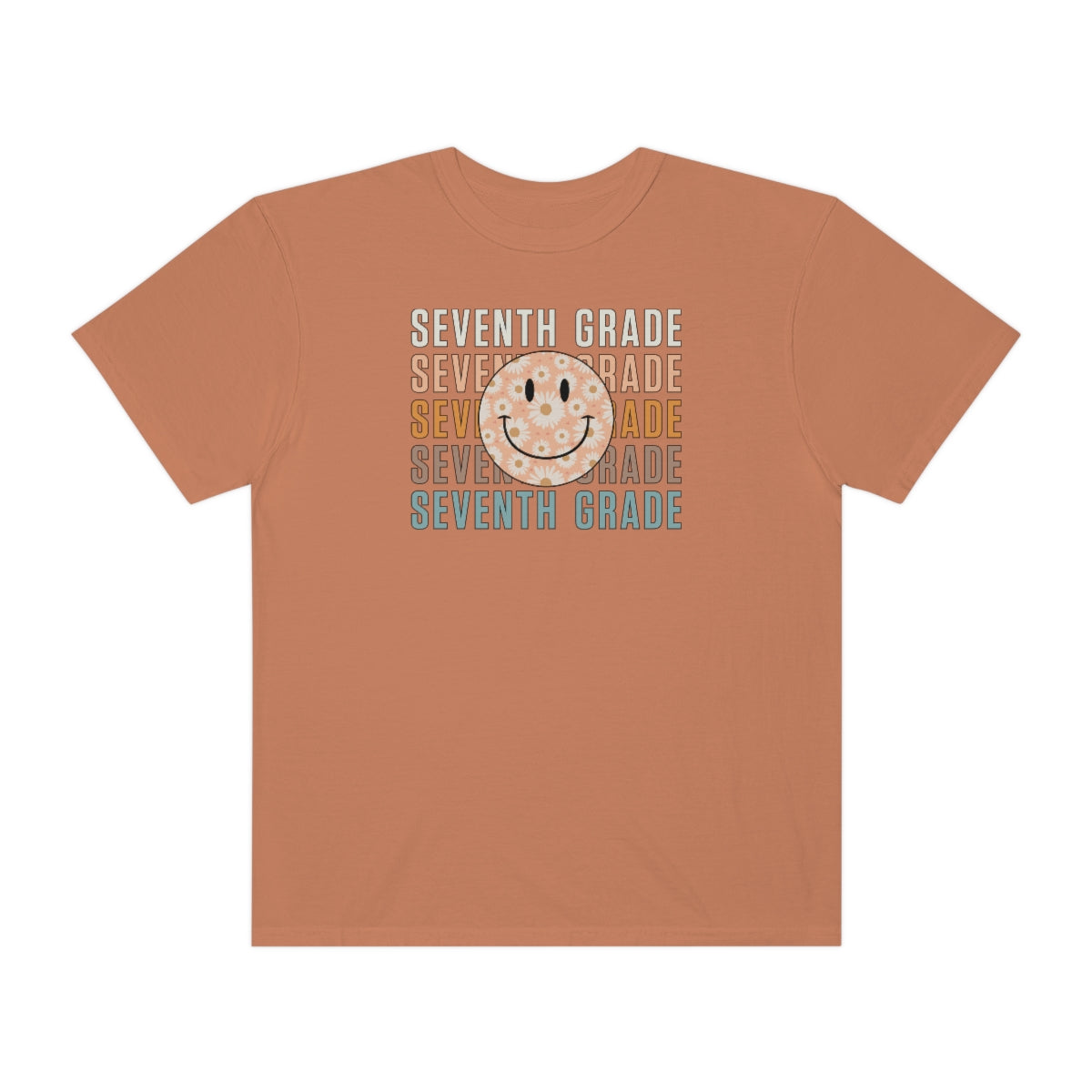 7th Grade Smiley Face Warm Colors Unisex Garment-Dyed PREMIUM T-shirt