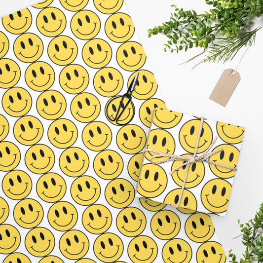 Smiley Face White Wrapping Paper