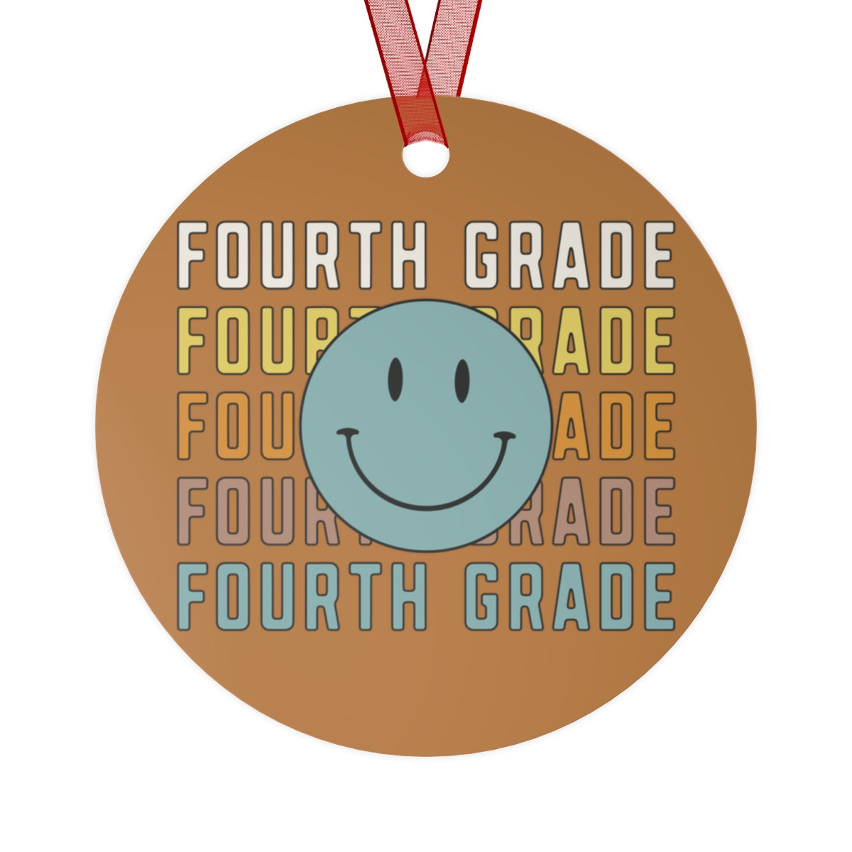 Fourth Grade Light Brown Rustic Boho Metal Ornaments