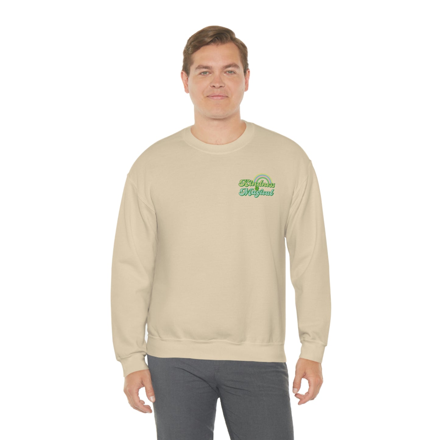 St. Patrick's Day "Kindness is Magical" Front and Back Design Unisex Heavy Blend Crewneck Sweatshirt