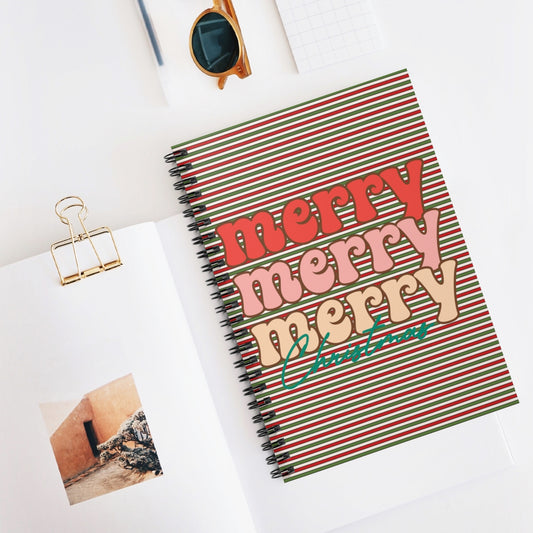 Merry Merry Merry Christmas Spiral Notebook - Ruled Line