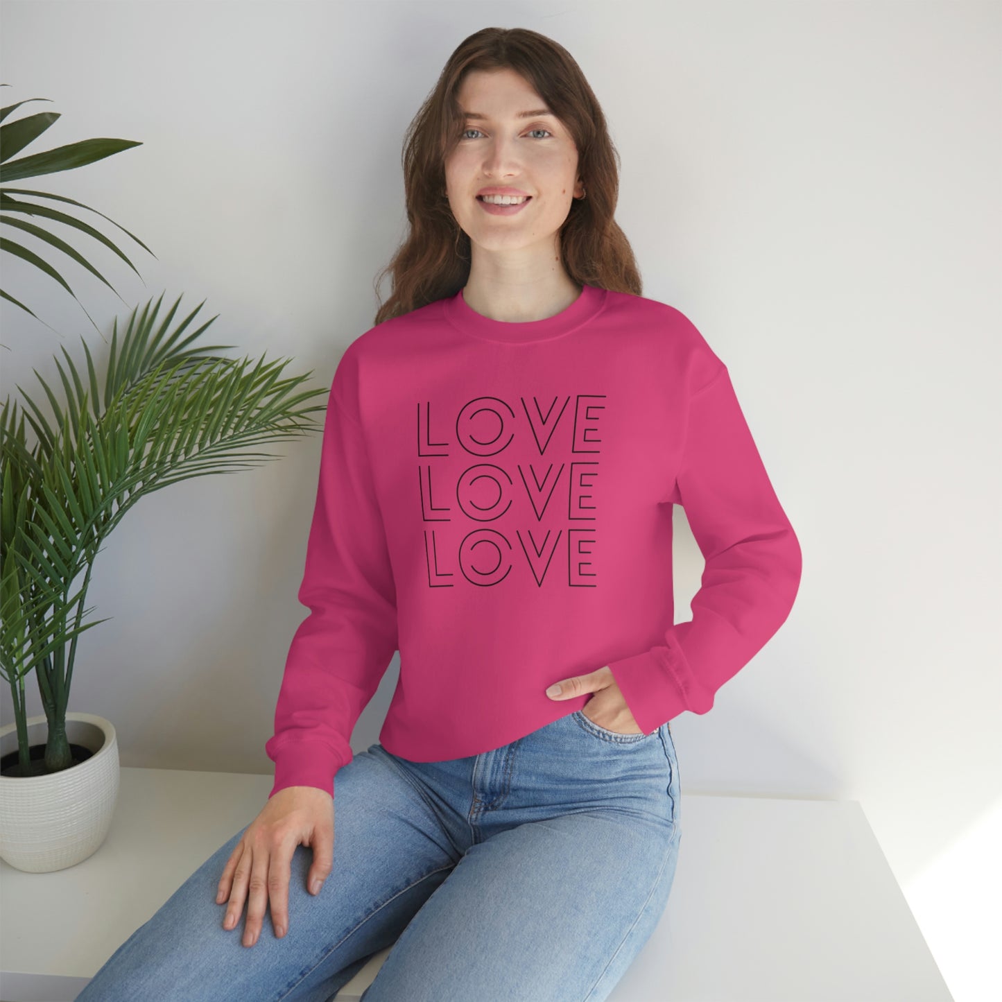 "Love Love Love" Black Print Unisex Heavy Blend™ Crewneck Sweatshirt