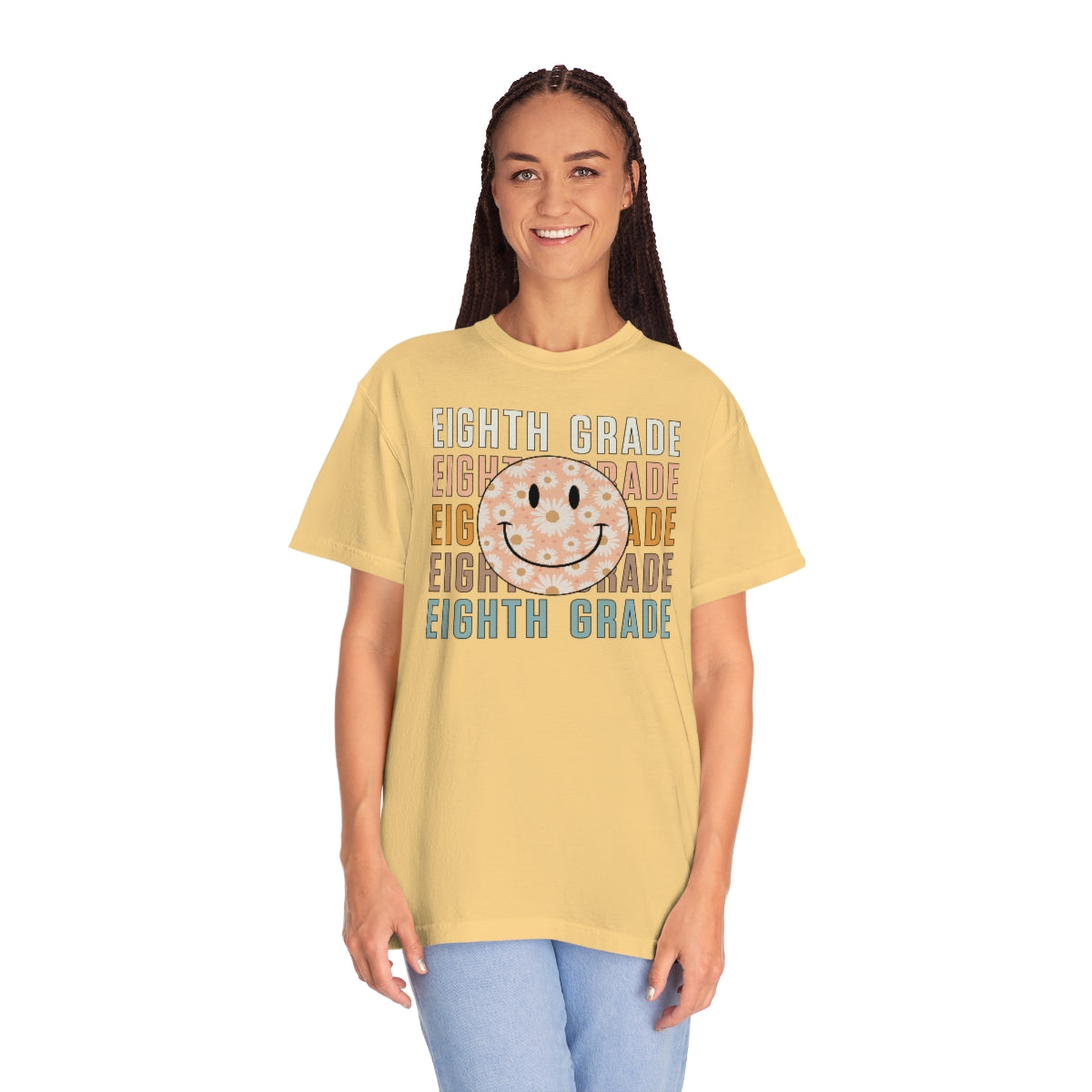 Eighth Grade Smiley Face Warm Colors Unisex Garment-Dyed PREMIUM T-shirt