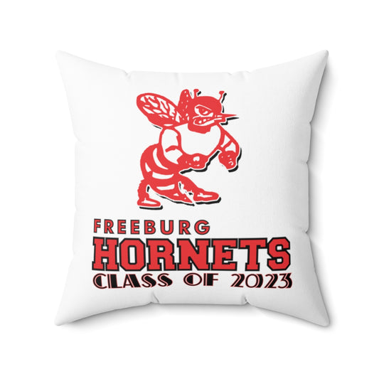 White Freeburg Hornet Class of 2023 Spun Polyester Square Pillow