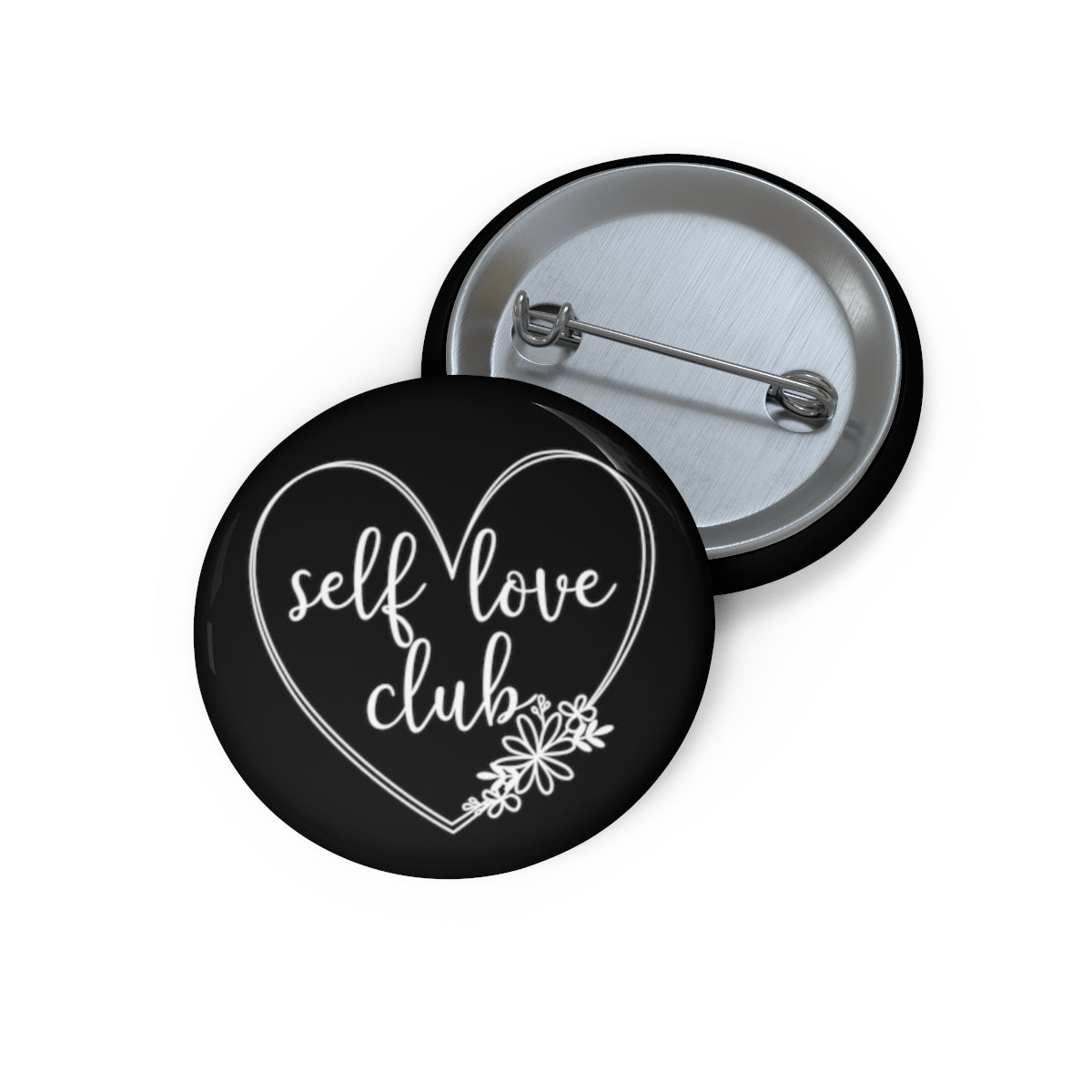 Black and White "Self Love Club" Pin Buttons