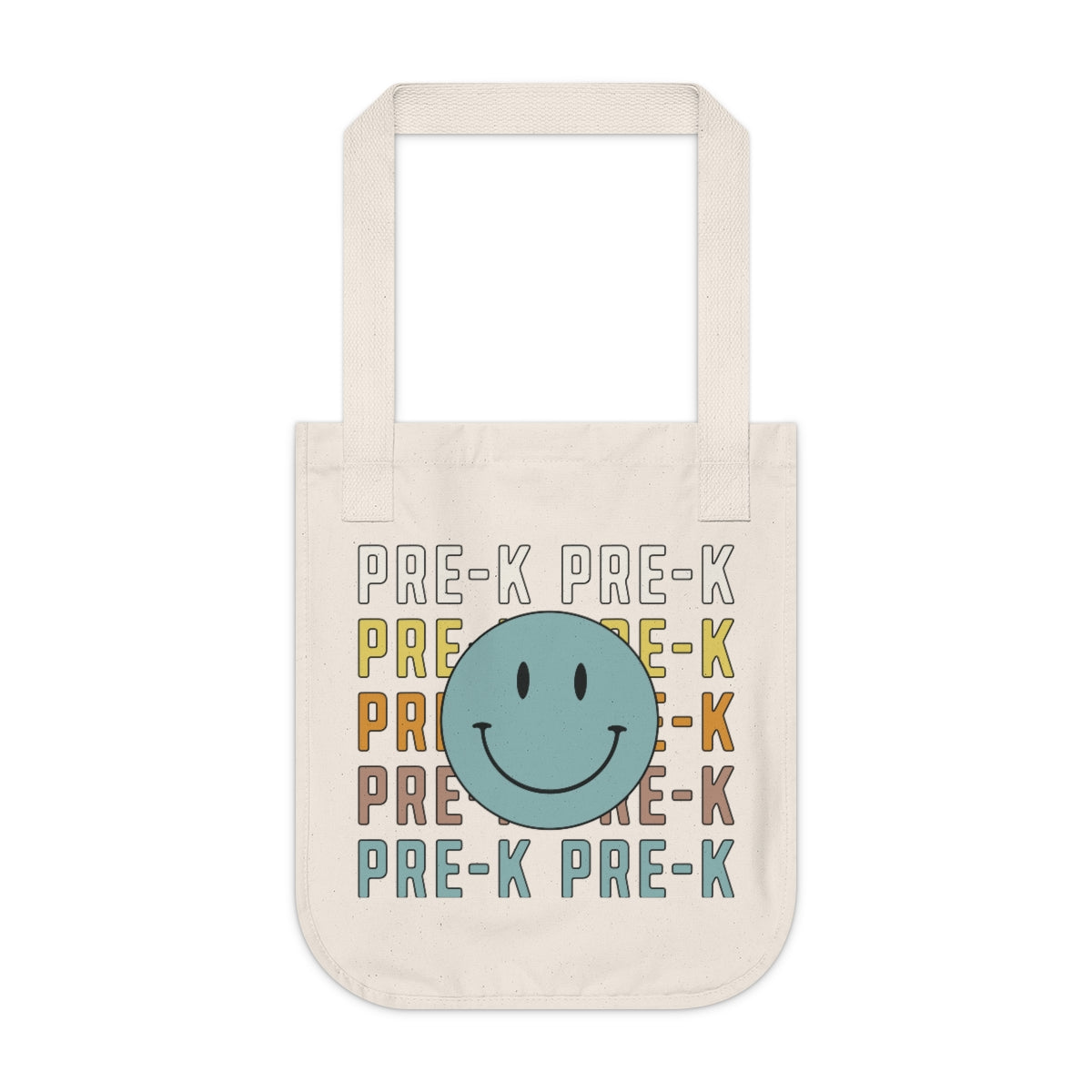 Pre-K Organic Smiley Face Canvas Tote Bag