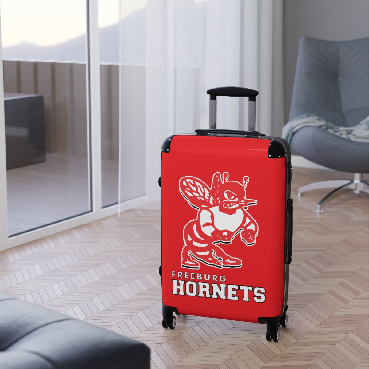 Freeburg Hornet Suitcases - Red Front/ Black Back